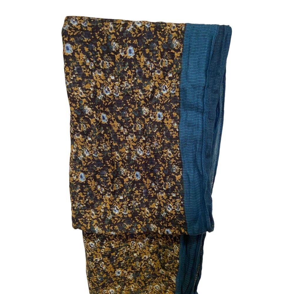 #7747 Large Powder Blue Floral Print Scarf 72 in x 22 in